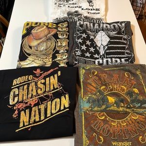 Lot of 5 Vintage Cowboy Rodeo Western Tees XL